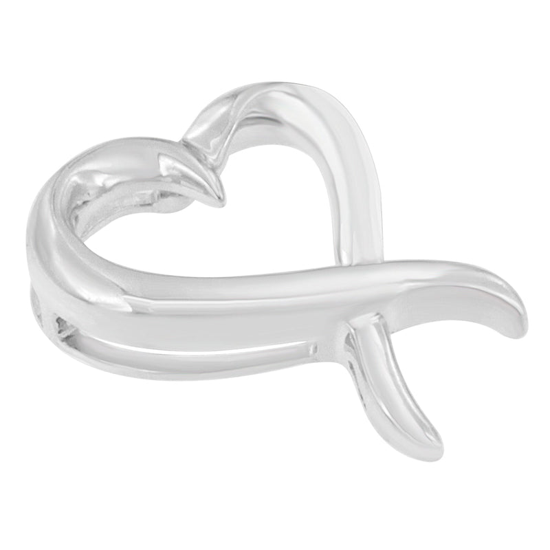 Bids.com .925 Sterling Silver Open Heart-Shaped Awareness Ribbon Pendant Necklace Necklaces
