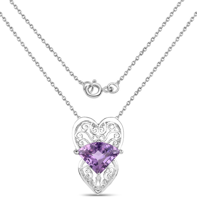 Bids.com 5.80 Carat Genuine Amethyst .925 Sterling Silver Pendant Pendants
