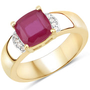 Bids.com 3.44 Carat Glass Filled Ruby and White Topaz .925 Sterling Silver Ring Rings
