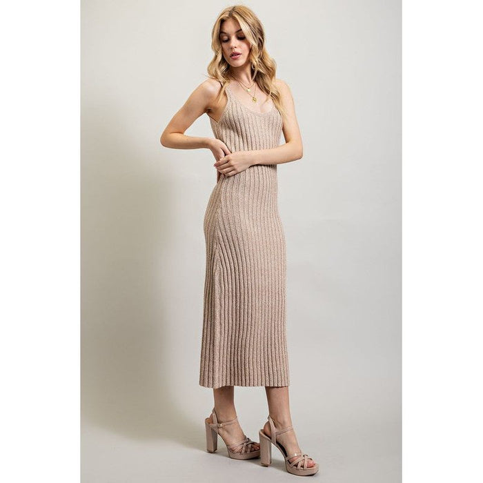 RIBBED-KNIT MAXI DRESS