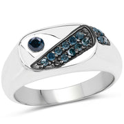 Bids.com 0.31 Carat Genuine Blue Diamond .925 Sterling Silver Ring Rings
