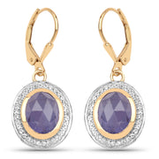 Bids.com 14K Yellow Gold Plated 7.42 Carat Genuine Tanzanite and White Topaz .925 Sterling Silver Earrings Earrings