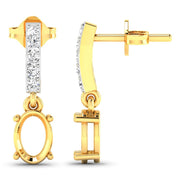Bids.com 0.14 Carat Genuine White Diamond 14K Yellow Gold Semi Mount Earrings - holds 7x5mm Oval Gemstones Earrings