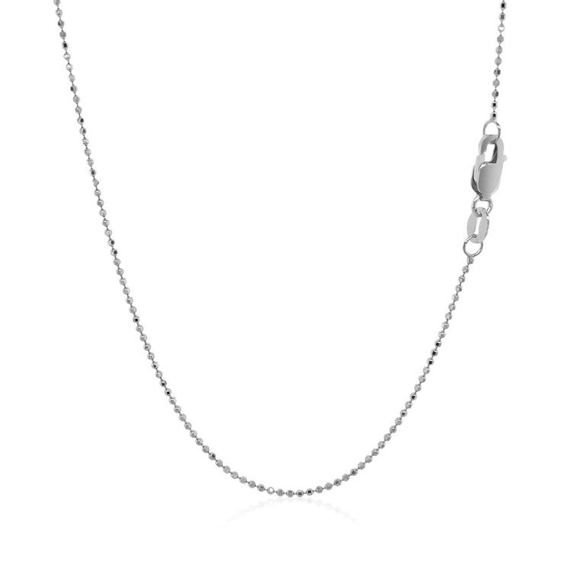 Bids.com 14k White Gold Diamond Cut Bead Chain 1.0mm Necklaces