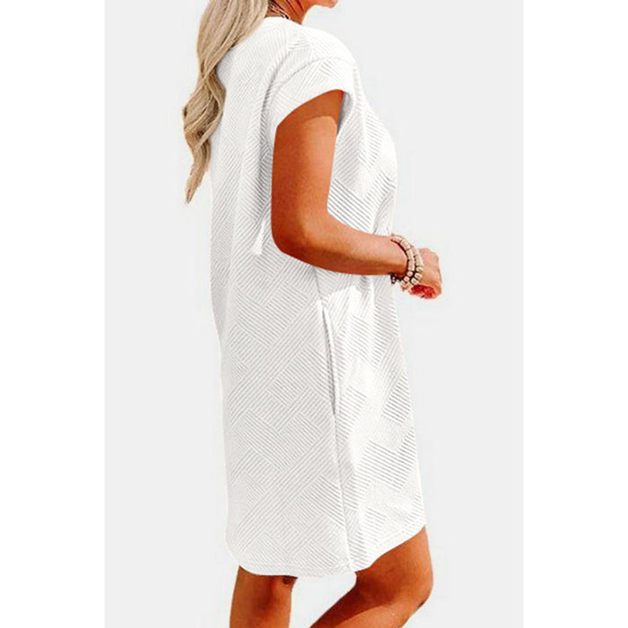 Textured Round Neck Cap Sleeve Dress