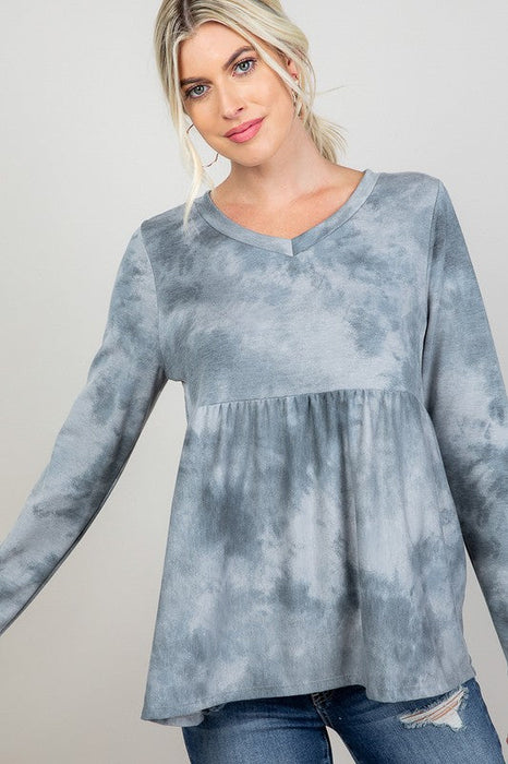 Plus Cloud Tie Dye Babydoll Top