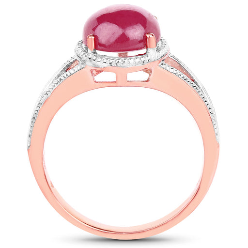 Bids.com 14K Rose Gold Plated 5.05 Carat Glass Filled Ruby .925 Sterling Silver Ring Rings