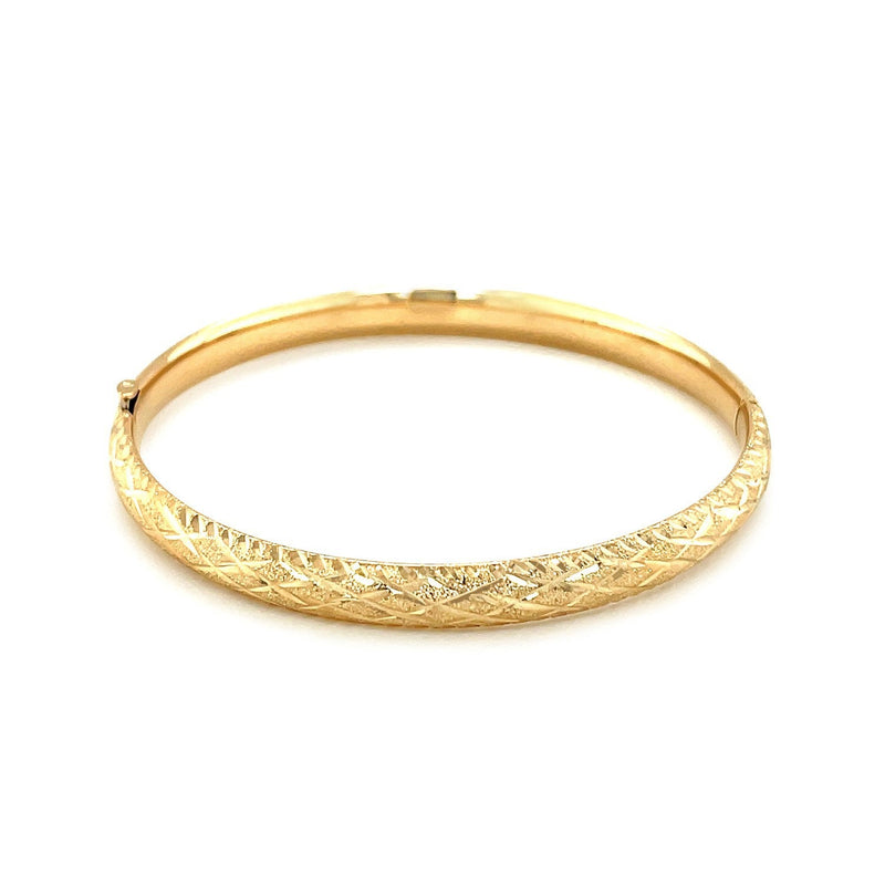 Bids.com 14k Yellow Gold Diamond Cut Design Dome Motif Children's Bangle Bracelets