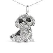 Bids.com .925 Sterling Silver 1 1/4 Cttw Diamond Shih Tzu Dog Pendant Necklace 18 inch (Black and I-J Color, I2-I3 Clarity) Necklaces