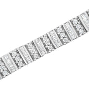 Bids.com 14K White Gold 4 7/8 cttw Baguette & Round Brilliant-Cut Diamond Channel- & Prong-Set Tennis Bracelet (I-J Color, I1-I2 Clarity) - Size 7.25" Bracelets