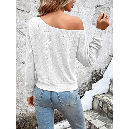 Eyelet Dropped Shoulder Blouse