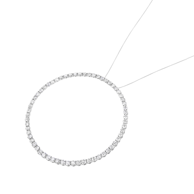 Bids.com .925 Sterling Silver 5.0 Cttw Prong Set Round-cut Diamond Open Circle Hoop 18" Pendant Necklace (I-J Color, I2-I3 Clarity) Necklaces