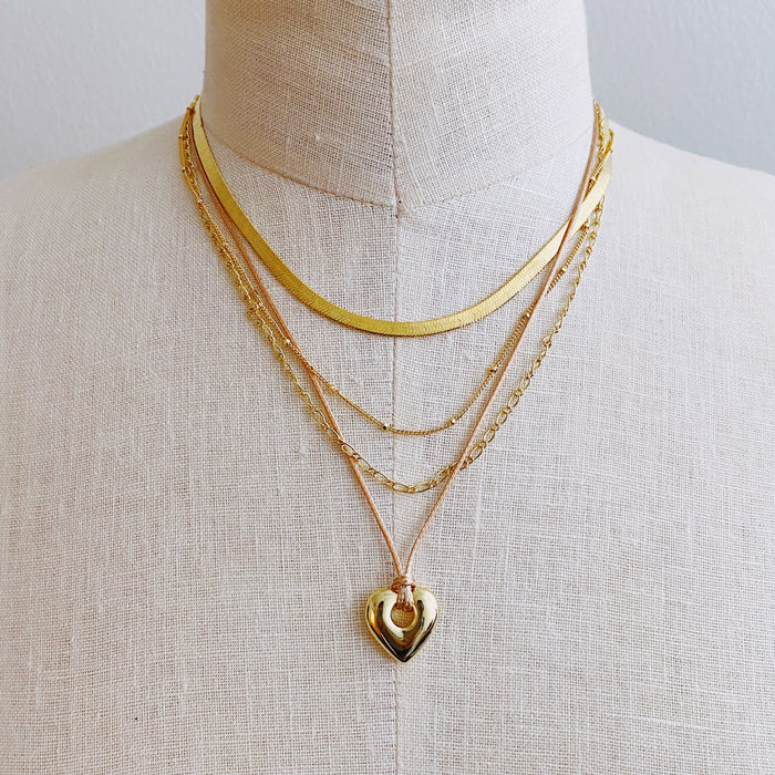 Perfectly Layered Heart And Chain Necklace