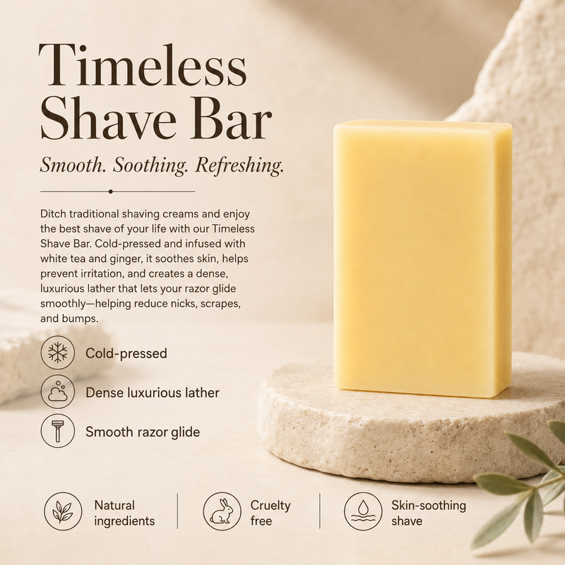 Timeless Organics Skin Care White Tea + Ginger Shave Bar Bar Soap Antique White