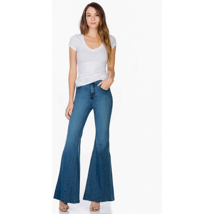 High Waisted Wide Mermaid Flare Denim Jeans