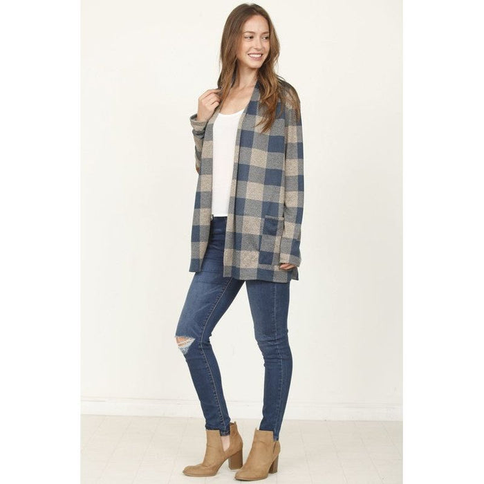 Checkered Elbow Patch Cardigan