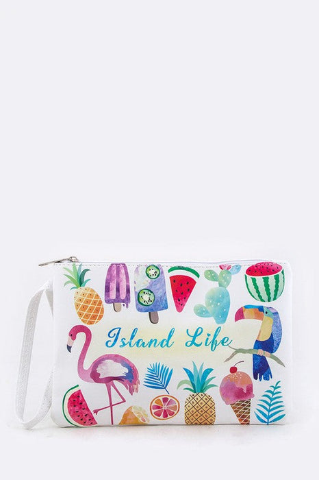 Island Life Mix Print Wristlet Pouch