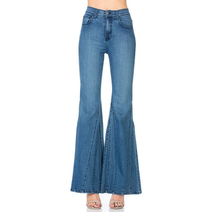 High Waisted Wide Mermaid Flare Denim Jeans