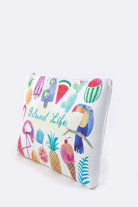 Island Life Mix Print Wristlet Pouch