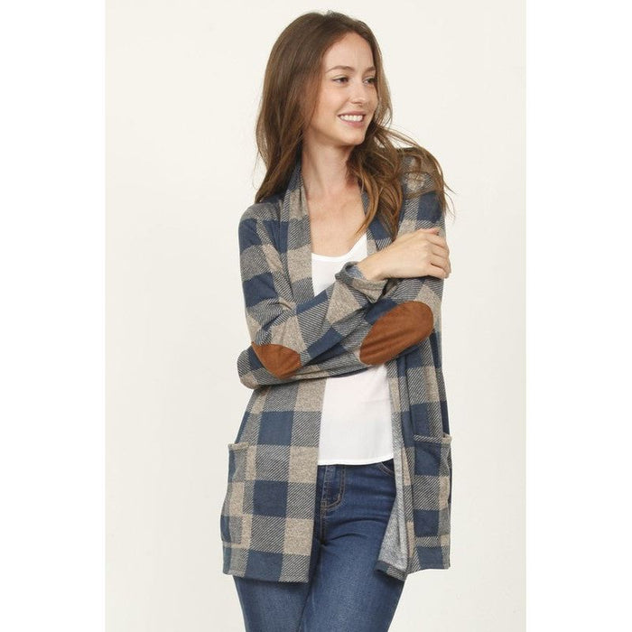 Checkered Elbow Patch Cardigan