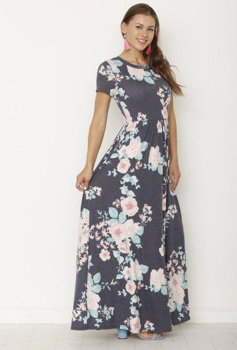 Short Sleeve Maxi Dress with Hidden Pocket