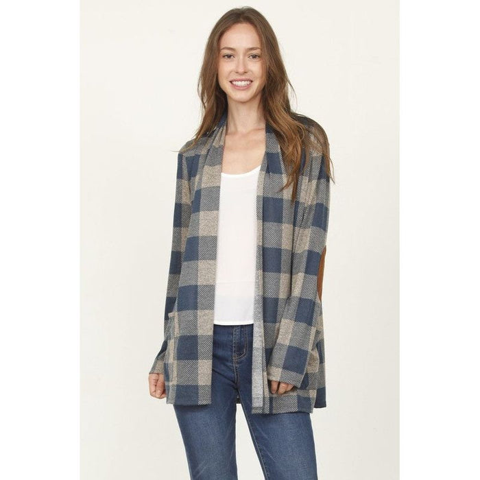 Checkered Elbow Patch Cardigan