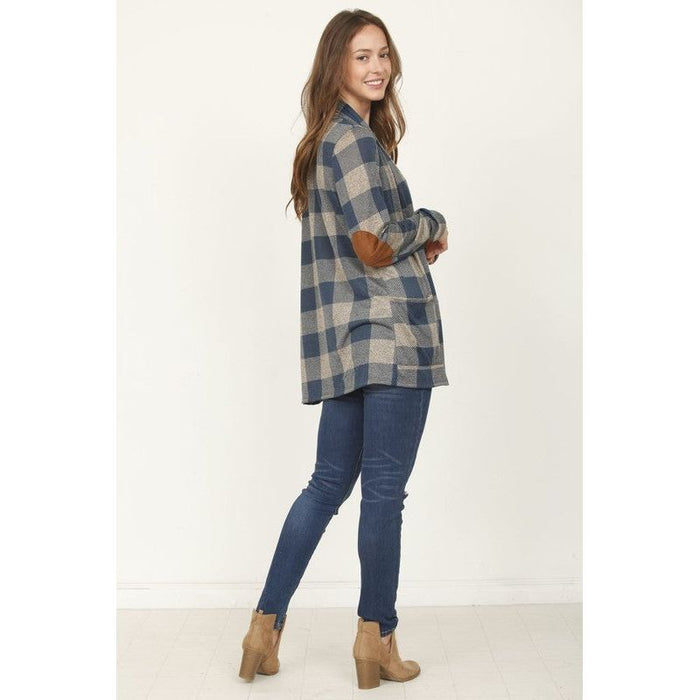 Checkered Elbow Patch Cardigan