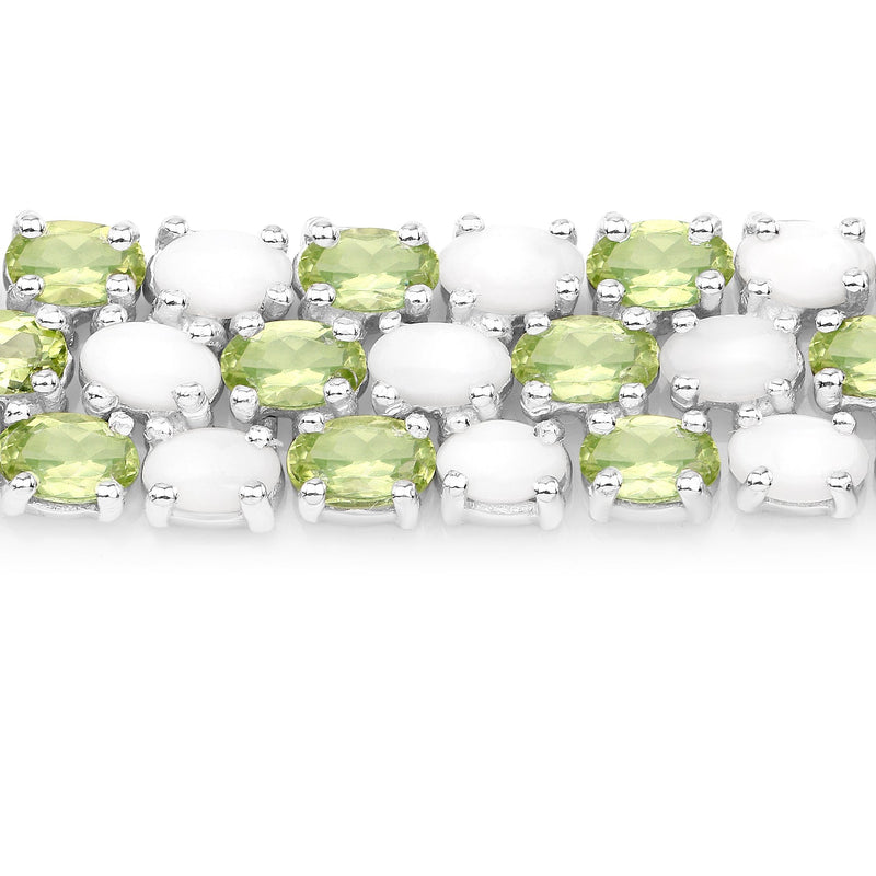 Bids.com 19.73 Carat Genuine Opal and Peridot .925 Sterling Silver Bracelet Bracelets