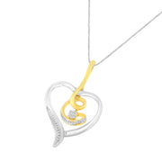 Bids.com Espira 10K Two-Tone Yellow & White Gold .03 Cttw Diamond-Accented Round-Cut Diamond Swirl Open Heart 18" Pendant Necklace (I-J Color, I2-I3 Clarity) Necklaces