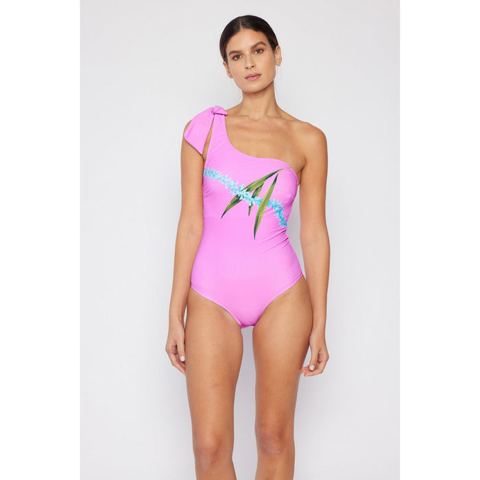 Marina West Swim Vacay Mode One Shoulder Swimsuit in Carnation Pink