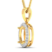 Bids.com 0.22 Carat Genuine White Diamond 14K Yellow Gold Semi Mount Pendant - holds 9x7mm Oval Gemstone Pendants