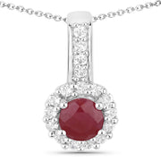 Bids.com 2.17 Carat Genuine Ruby and White Topaz .925 Sterling Silver Jewelry Set Jewelry Sets