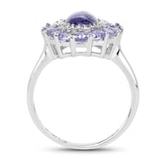 Bids.com 3.85 Carat Genuine Tanzanite .925 Sterling Silver Ring Rings