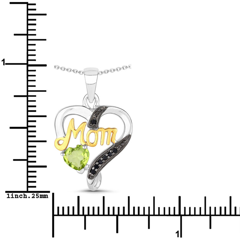 Bids.com 0.49 Carat Genuine Peridot and Black Spinel .925 Sterling Silver Pendant Pendants