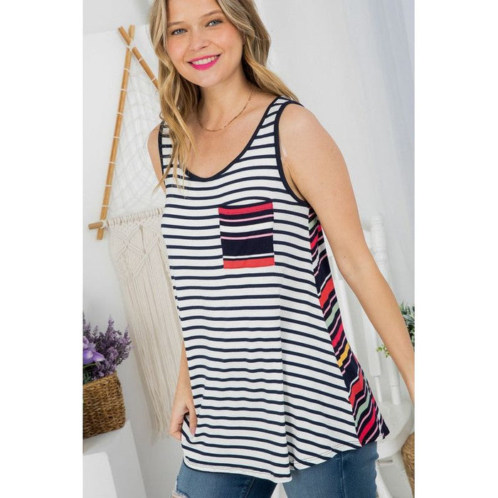 Plus Mixed Stripe Tank Top