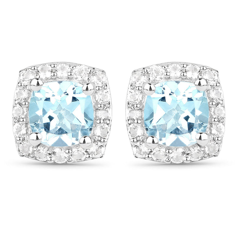 Bids.com 4.62 Carat Genuine Blue Topaz and White Topaz .925 Sterling Silver 3 Piece Jewelry Set (Ring, Earrings, and Pendant w/ Chain) Jewelry Sets