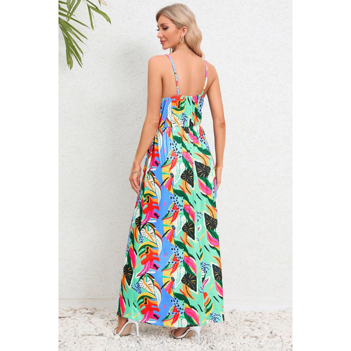 Printed Surplice Maxi Cami Dress