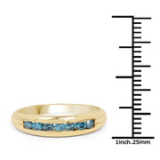 Bids.com 14K Yellow Gold Plated 0.35 Carat Genuine Blue Diamond .925 Sterling Silver Ring Rings