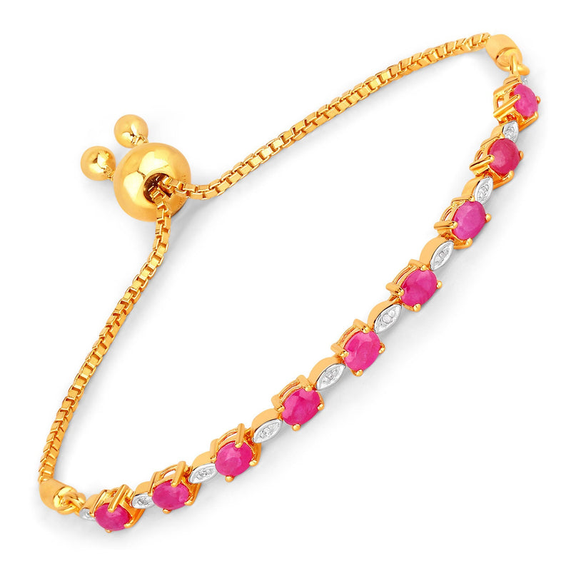 Bids.com 2.01 Carat Genuine Ruby and White Diamond .925 Sterling Silver Bracelet Bracelets