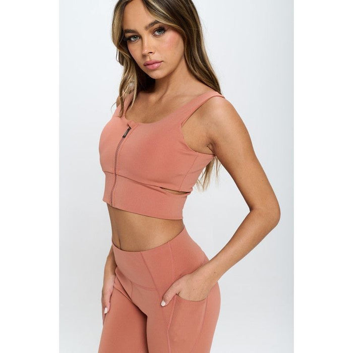 Zip Up Crop Sports Tank Top Set