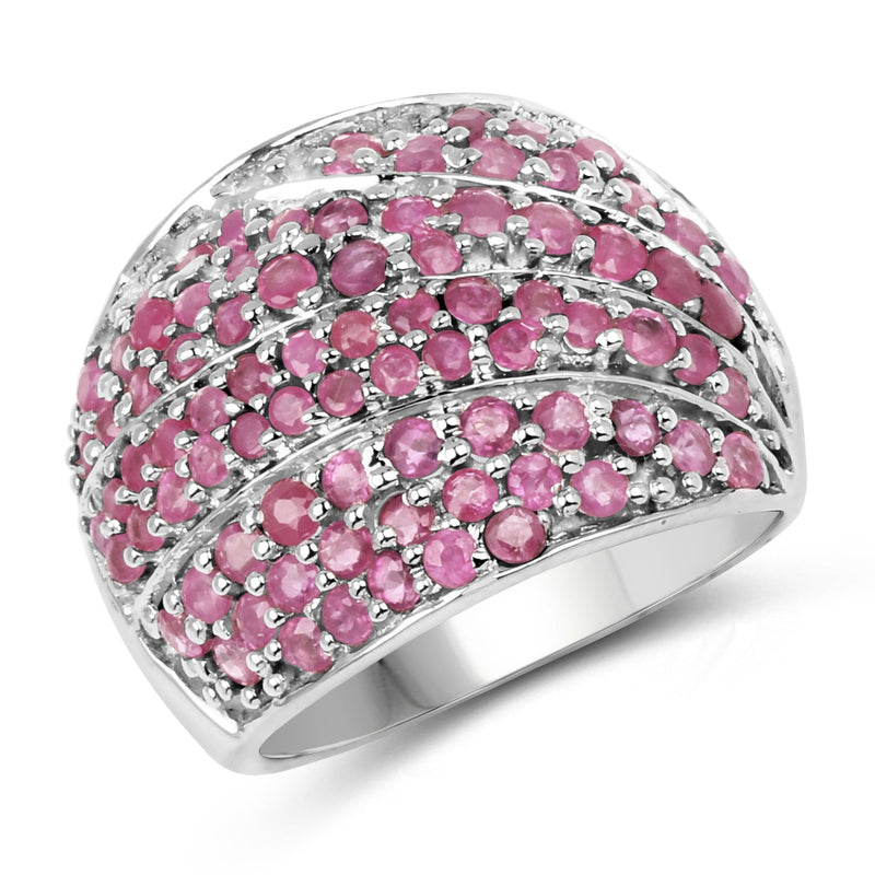 Bids.com 2.97 Carat Genuine Ruby .925 Sterling Silver Ring Rings