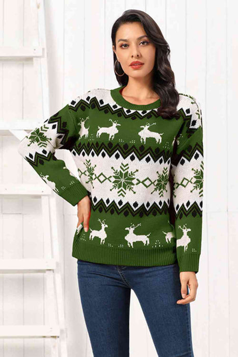 Reindeer Round Neck Sweater by VYSN