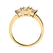 Bids.com 10K Yellow Gold 1.00 Cttw Champagne Diamond 3-Stone Band Ring (J-K Color, I1-I2 Clarity)  - Size 7 Rings