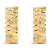 Bids.com 14K Yellow Gold Plated .925 Sterling Silver 3/8 Cttw Diamond Pave Pear Link J Hoop Earrings (H-I Color, I1-I2 Clarity) Earrings