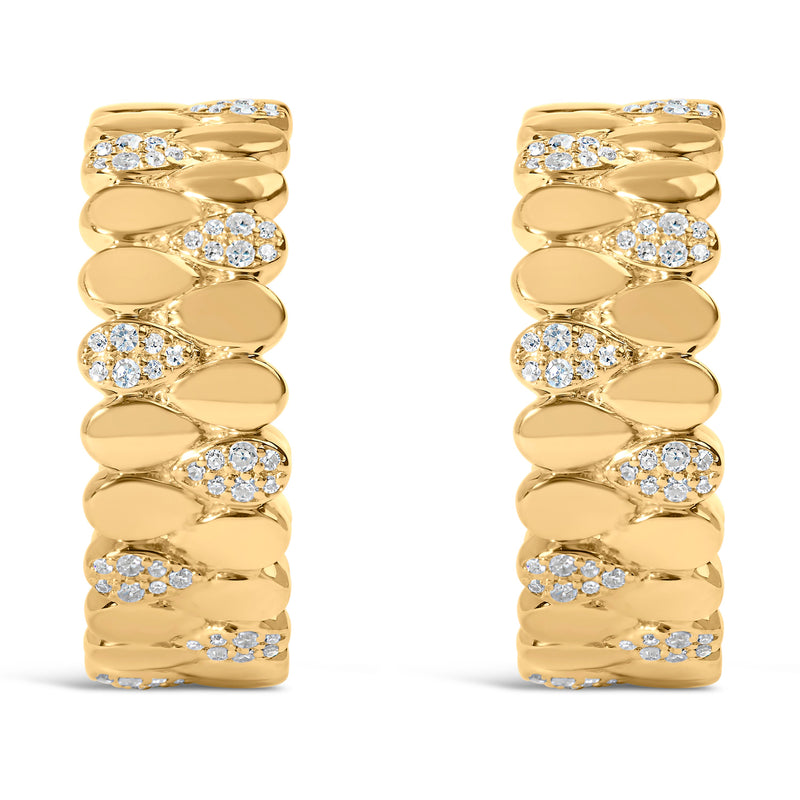 Bids.com 14K Yellow Gold Plated .925 Sterling Silver 3/8 Cttw Diamond Pave Pear Link J Hoop Earrings (H-I Color, I1-I2 Clarity) Earrings