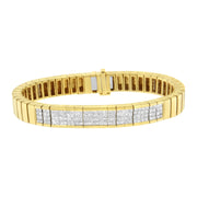 Bids.com 14K Yellow Gold 3 5/8 cttw Invisible Set Princess-Cut Diamond ID Tennis Bracelet (I-J Color, SI1-SI2 Clarity) - Size 7" Bracelets