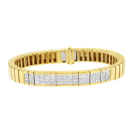 Bids.com 14K Yellow Gold 3 5/8 cttw Invisible Set Princess-Cut Diamond ID Tennis Bracelet (I-J Color, SI1-SI2 Clarity) - Size 7" Bracelets