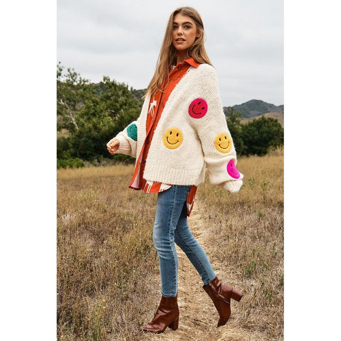 The Fuzzy Smile Long Bell Sleeve Knit Cardigan