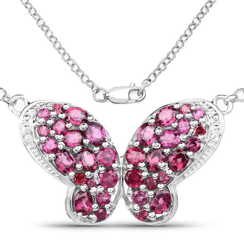 Bids.com 4.15 Carat Genuine Rhodolite and White Topaz .925 Sterling Silver Pendant Pendants