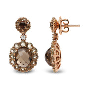 Bids.com 18K Rose Gold Diamond Accent and  Lemon and Oval Smoky Color Quartz Gemstone Dangle Drop Earring (G-H Color, SI1-SI2 Clarity) Earrings